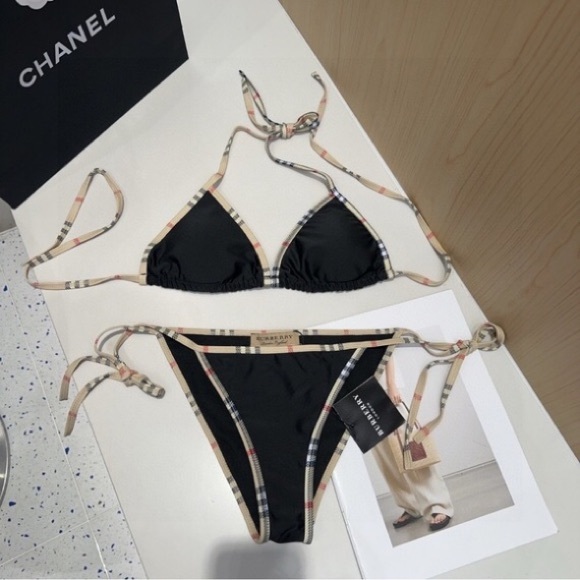 Vintage Burberry Bikinis Vintage Burberry Womens Beige Check Two